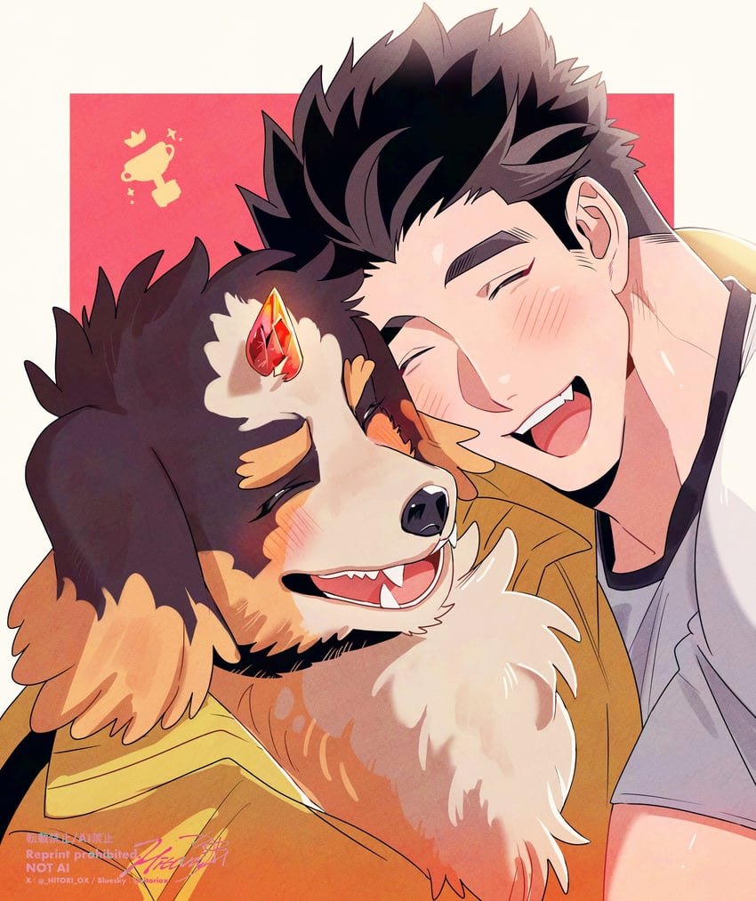 protagonist 3 and carbuncle (tokyo afterschool summoners) drawn by doku_(hitori_ox)