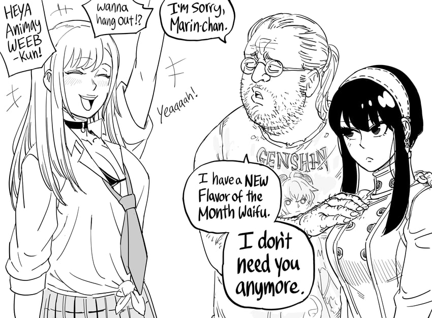ganyu, yor briar, and kitagawa marin (original and 3 more) drawn by bb_(baalbuddy)