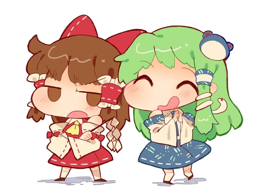 hakurei reimu and kochiya sanae (touhou) drawn by mikako_chan3