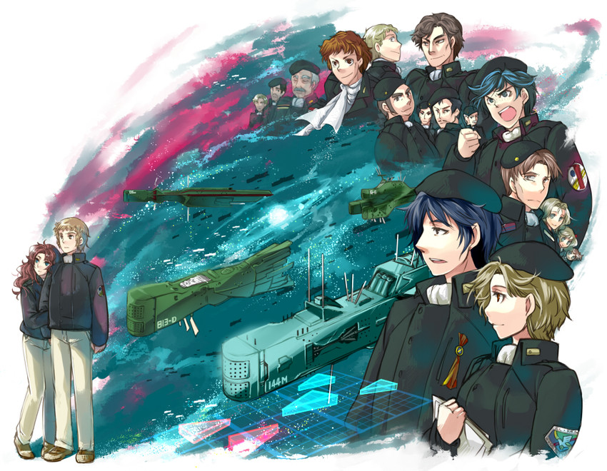 yang wen-li, julian mintz, frederica greenhill, dusty attenborough, oliver poplan, and 13 more (ginga eiyuu densetsu) drawn by mimura_tokusa