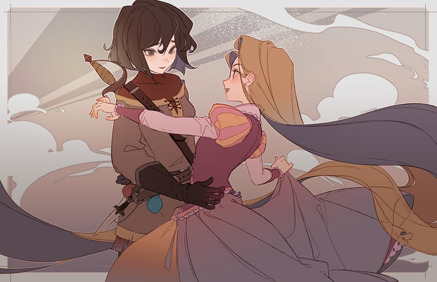 rapunzel and cassandra (tangled and 1 more) drawn by kawacy