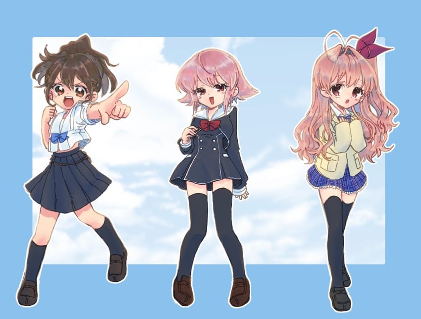 sakihata rimi, senomiya akiho, and onoe serika (chaos;head and 2 more) drawn by 70lio