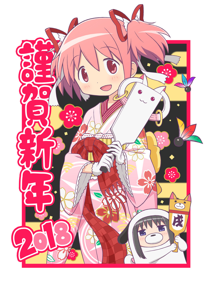 akemi homura, kaname madoka, and kyubey (mahou shoujo madoka magica and 1 more) drawn by gecchu