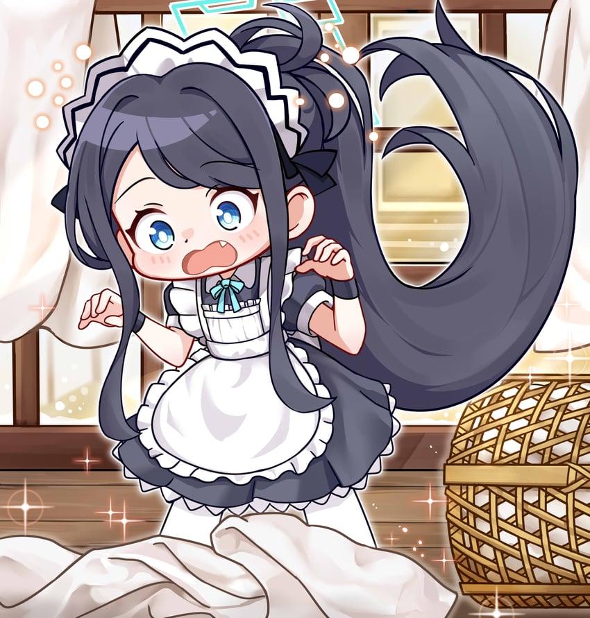 aris and laundry dragonmaid (blue archive and 1 more) drawn by maomaoquing
