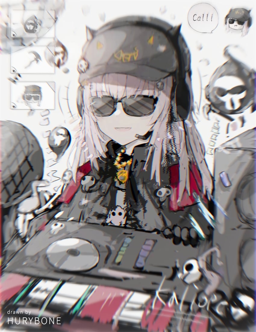 mori calliope and death-sensei (hololive and 1 more) drawn by hurybone