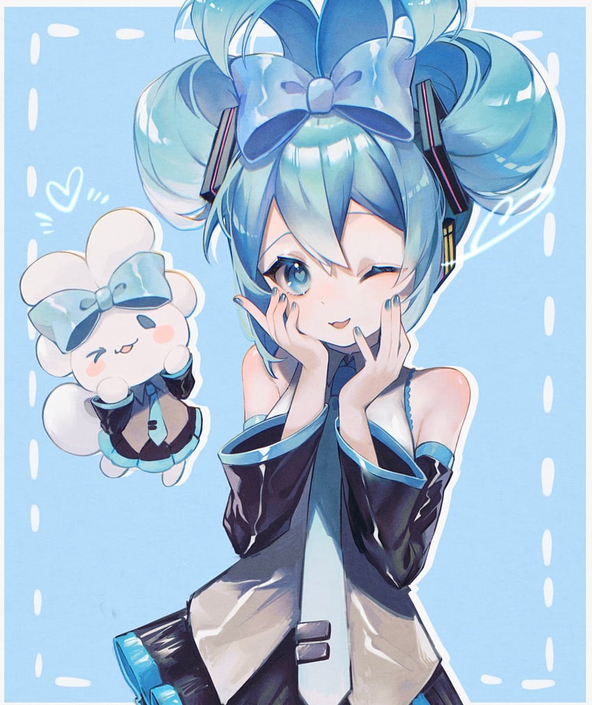 hatsune miku, cinnamoroll, and cinnamiku (vocaloid and 2 more) drawn by nuko_0108