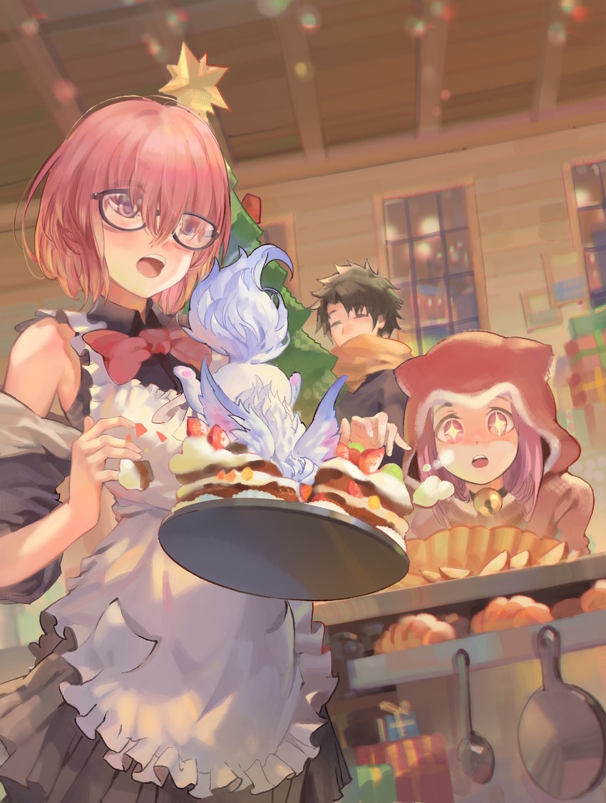 mash kyrielight, fujimaru ritsuka, and medusa (fate and 1 more) drawn by psi_(583278318)