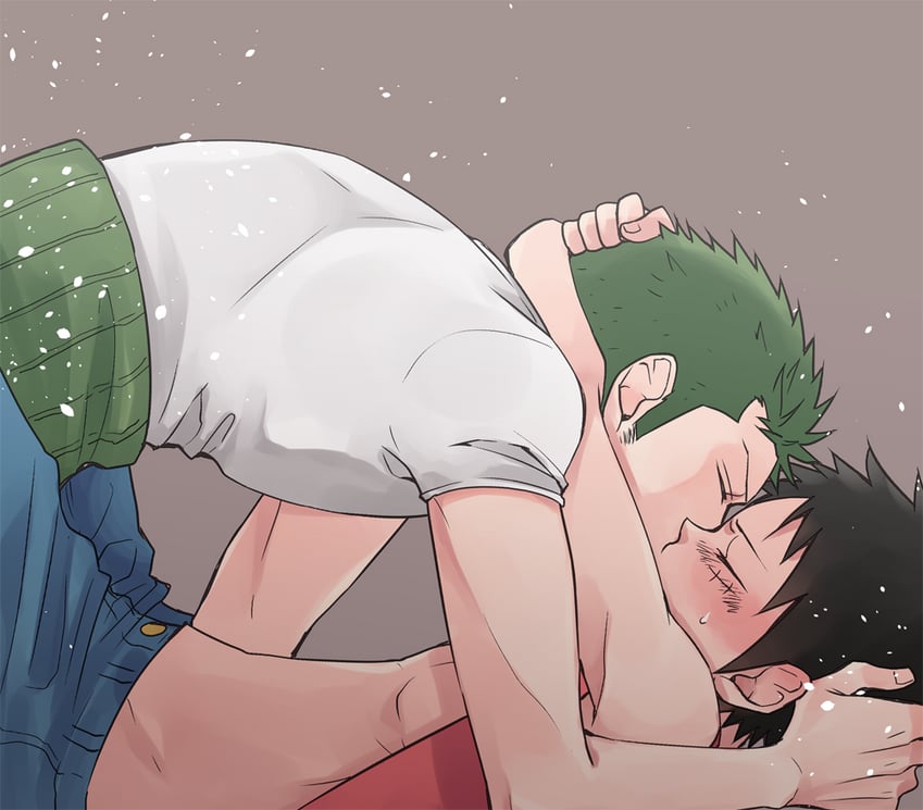 monkey d. luffy and roronoa zoro (one piece) drawn by aco_peda
