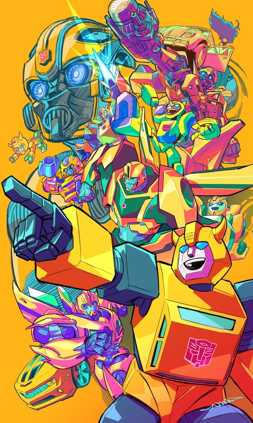 bumblebee and charlie watson (transformers and 9 more) drawn by yasukuni_kazumasa