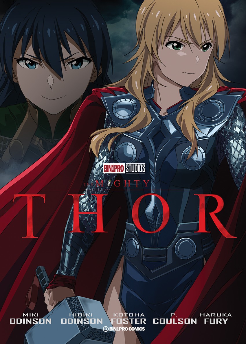 hoshii miki, ganaha hibiki, thor, and loki (idolmaster and 3 more) drawn by taku1122
