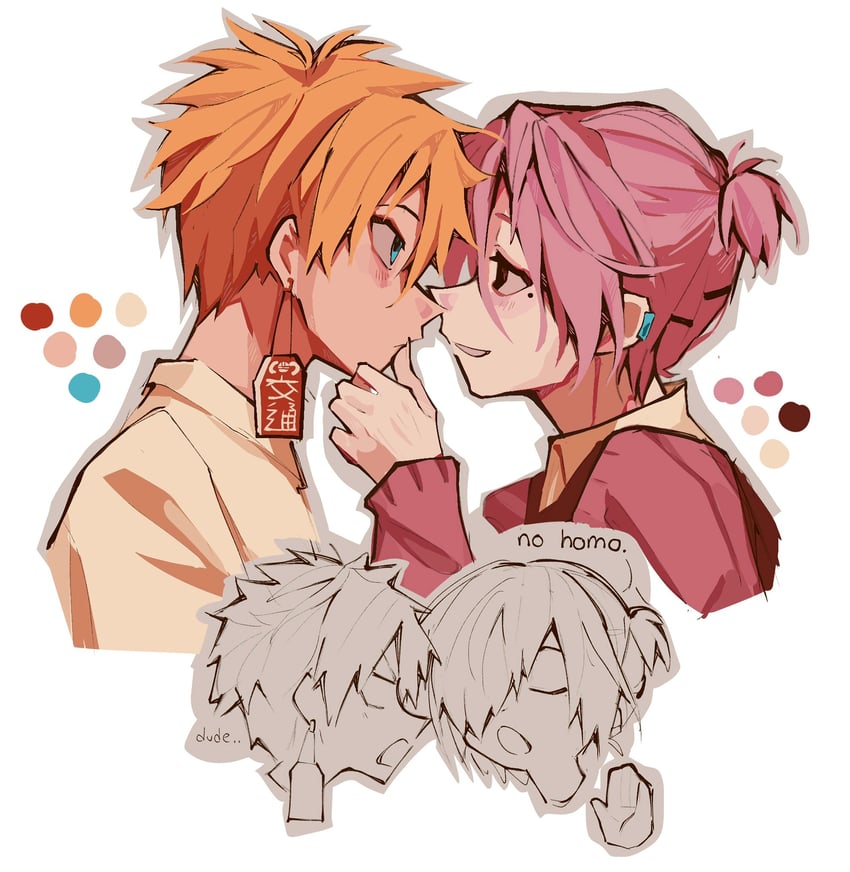 mitsuba sousuke and minamoto kou (jibaku shounen hanako-kun) drawn by kaligraphy