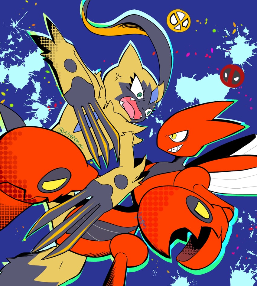 scizor and sneasler (pokemon and 5 more) drawn by kurimaro