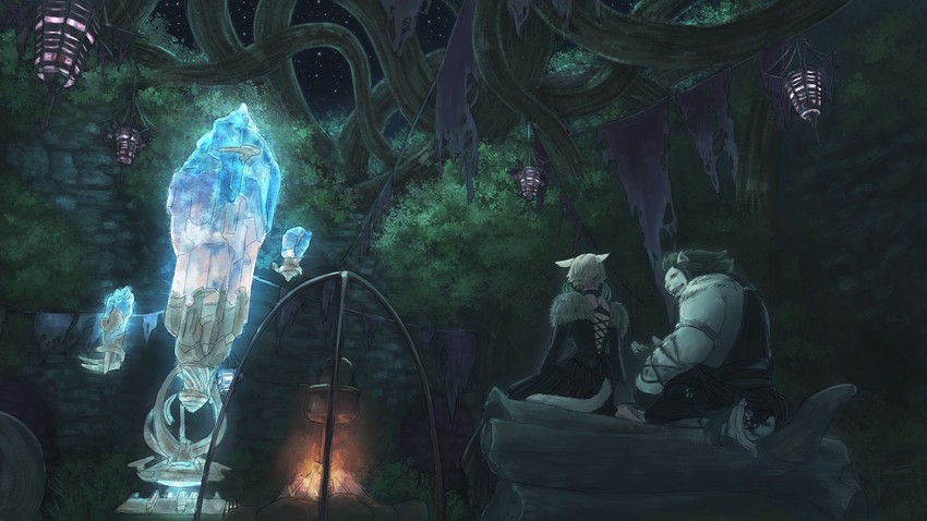 y'shtola rhul and runar (final fantasy and 1 more) drawn by inu_kai_tai