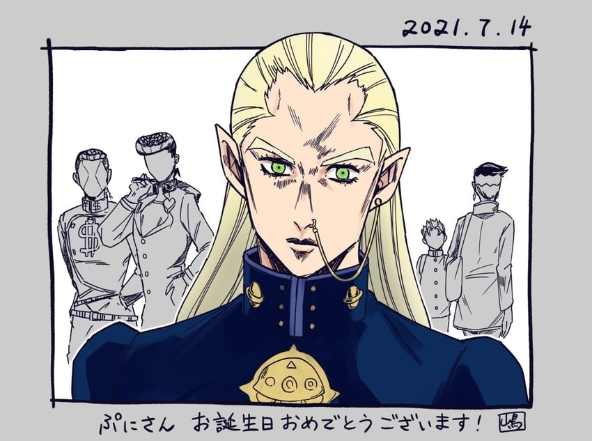 higashikata josuke, kishibe rohan, nijimura okuyasu, hirose koichi, and hazekura mikitaka (jojo no kimyou na bouken and 1 more) drawn by opacity_00