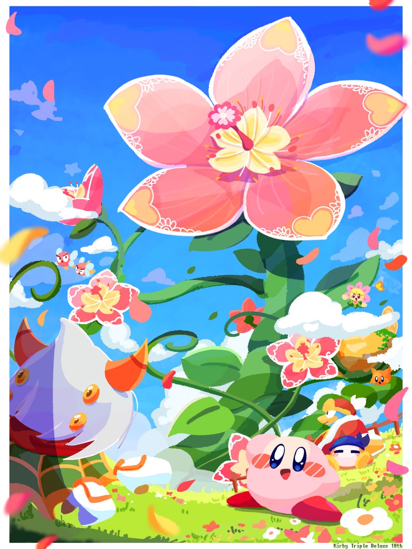 kirby, king dedede, bandana waddle dee, taranza, scarfy, and 2 more (kirby and 1 more) drawn by omame_sakana