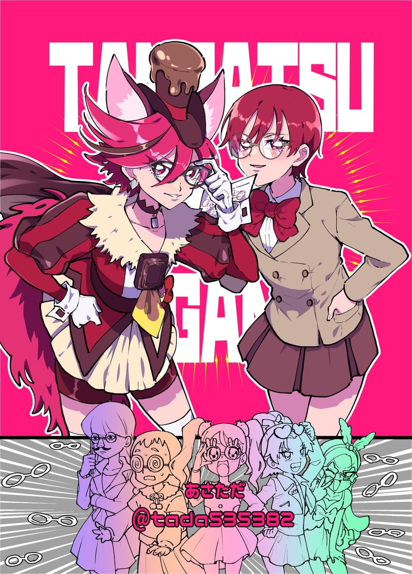kotozume yukari, usami ichika, tategami aoi, kenjou akira, cure chocolat, and 2 more (precure and 1 more) drawn by tada535382