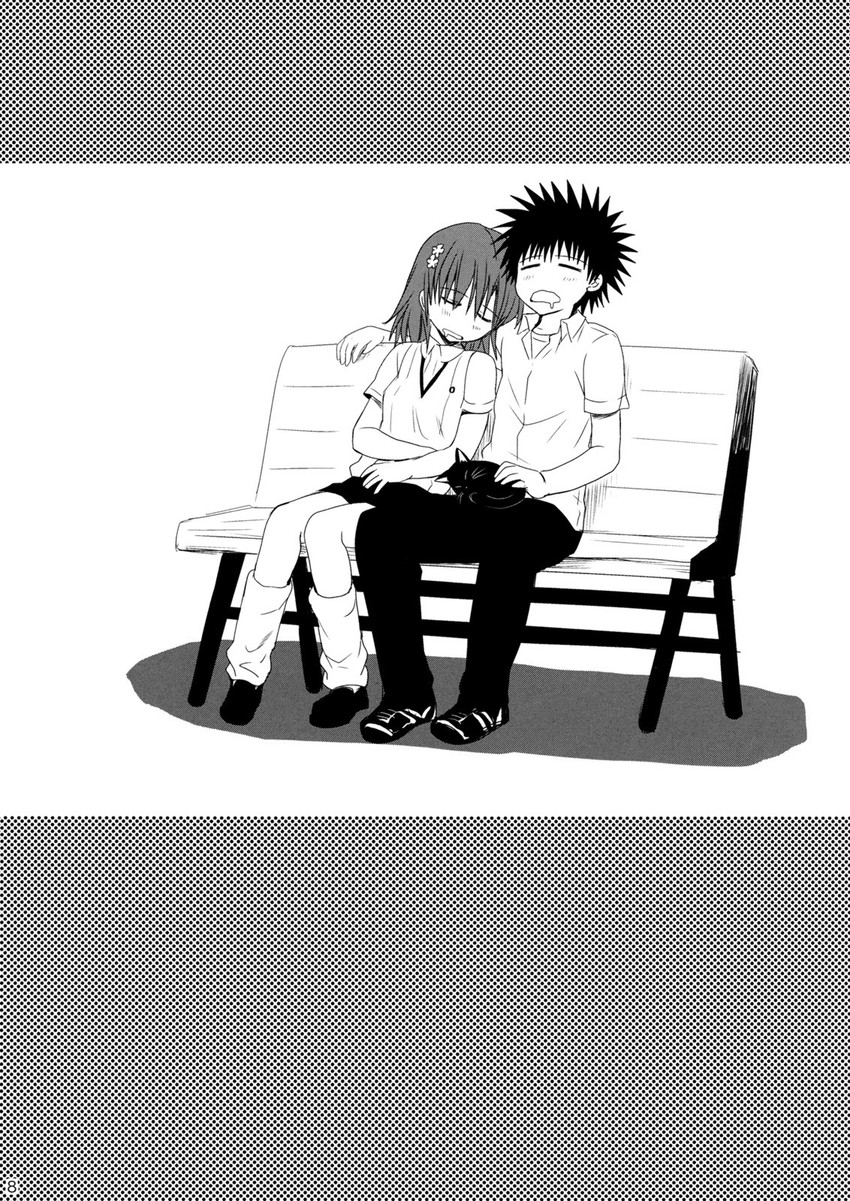misaka mikoto, kamijou touma, and misaka imouto 10032's cat (toaru majutsu no index) drawn by takumi_namuchi