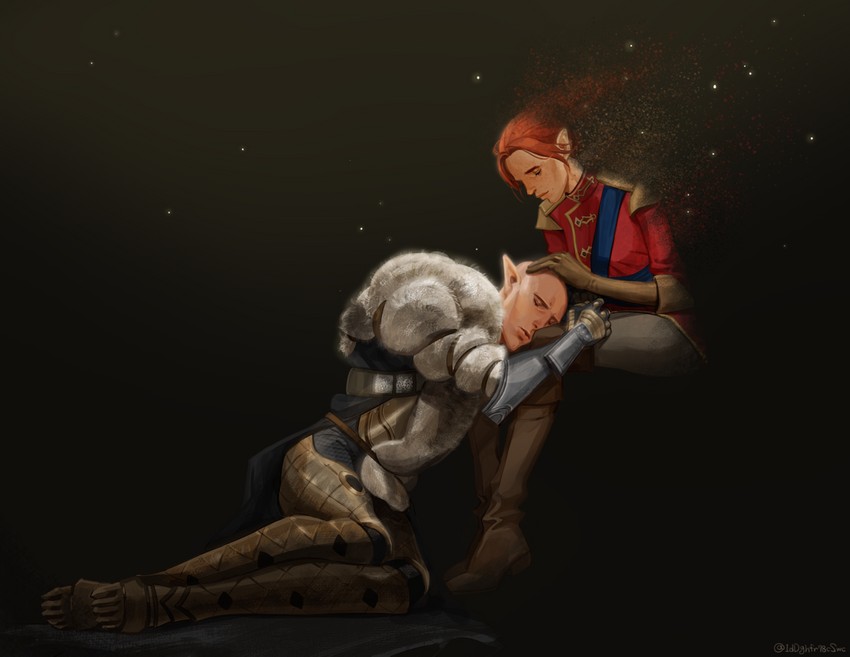 solas and inquisitor (dragon age and 1 more) drawn by cheetahman_(1ddghfr78cswc)