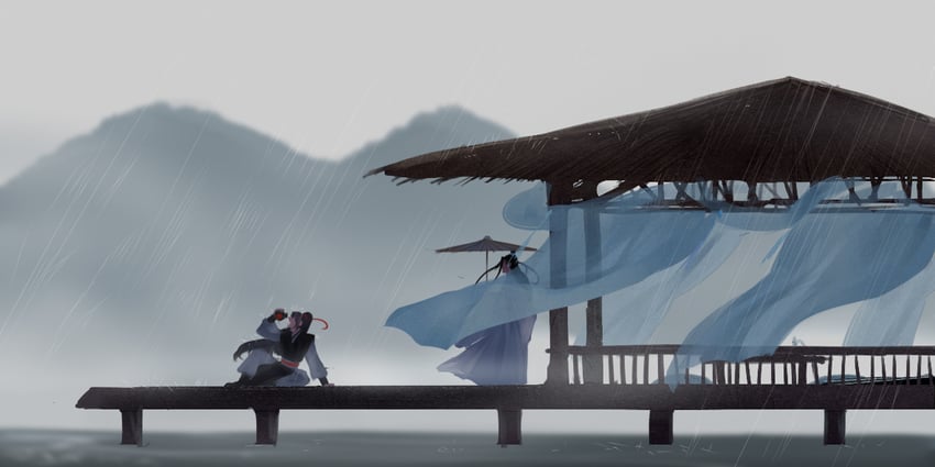 wei wuxian and lan wangji (modao zushi) drawn by xianduguaitan
