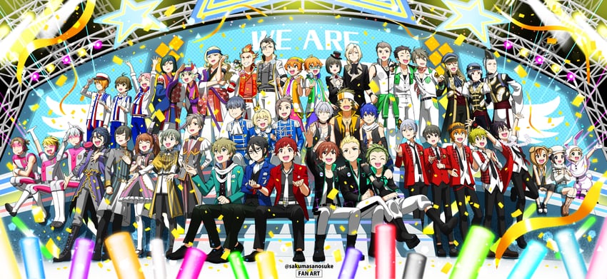 akizuki ryo, mizushima saki, amagase touma, himeno kanon, pierre bichelberger, and 41 more (idolmaster and 1 more) drawn by sakuma_sanosuke