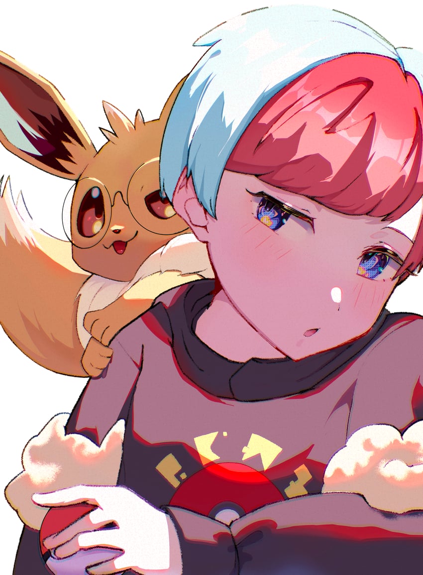 eevee and penny (pokemon and 1 more) drawn by rasoso_(wyzx4524)