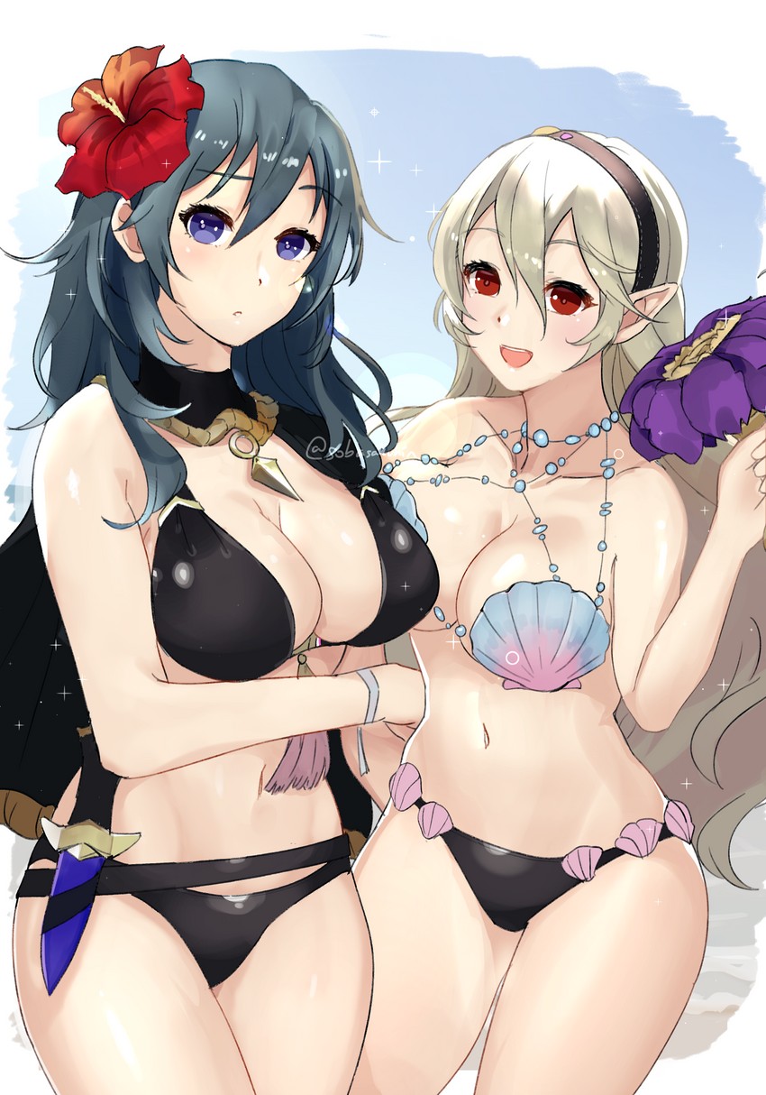 female byleth and female corrin (fire emblem and 4 more) drawn by sobasakuhin