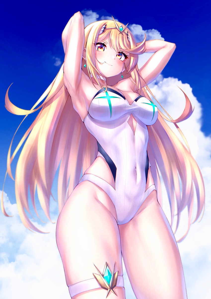 mythra (xenoblade chronicles and 1 more) drawn by hakusai_(hksicabb)