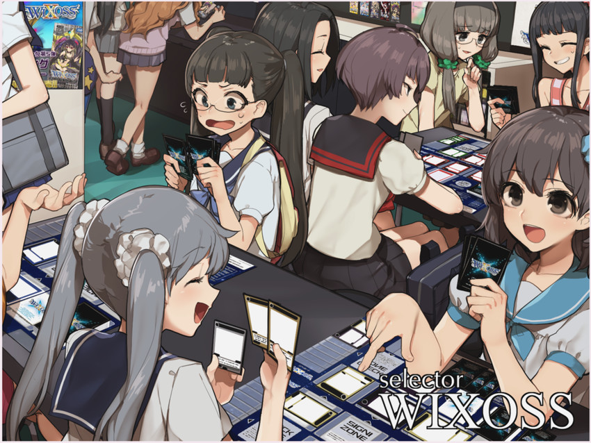tama, kominato ruuko, kurebayashi yuzuki, aoi akira, uemura hitoe, and 4 more (wixoss and 1 more) drawn by hitoto