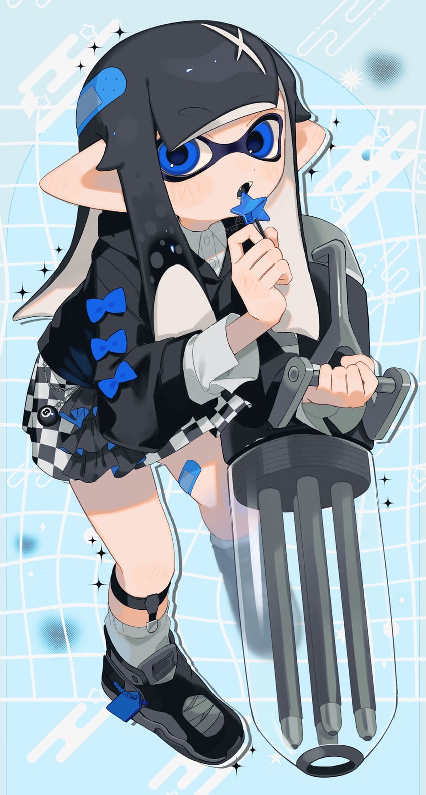 inkling player character and inkling girl (splatoon) drawn by sabata_saba