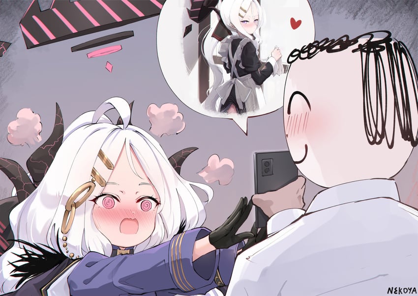 sensei, doodle sensei, and hina (blue archive) drawn by nekoya_(liu)