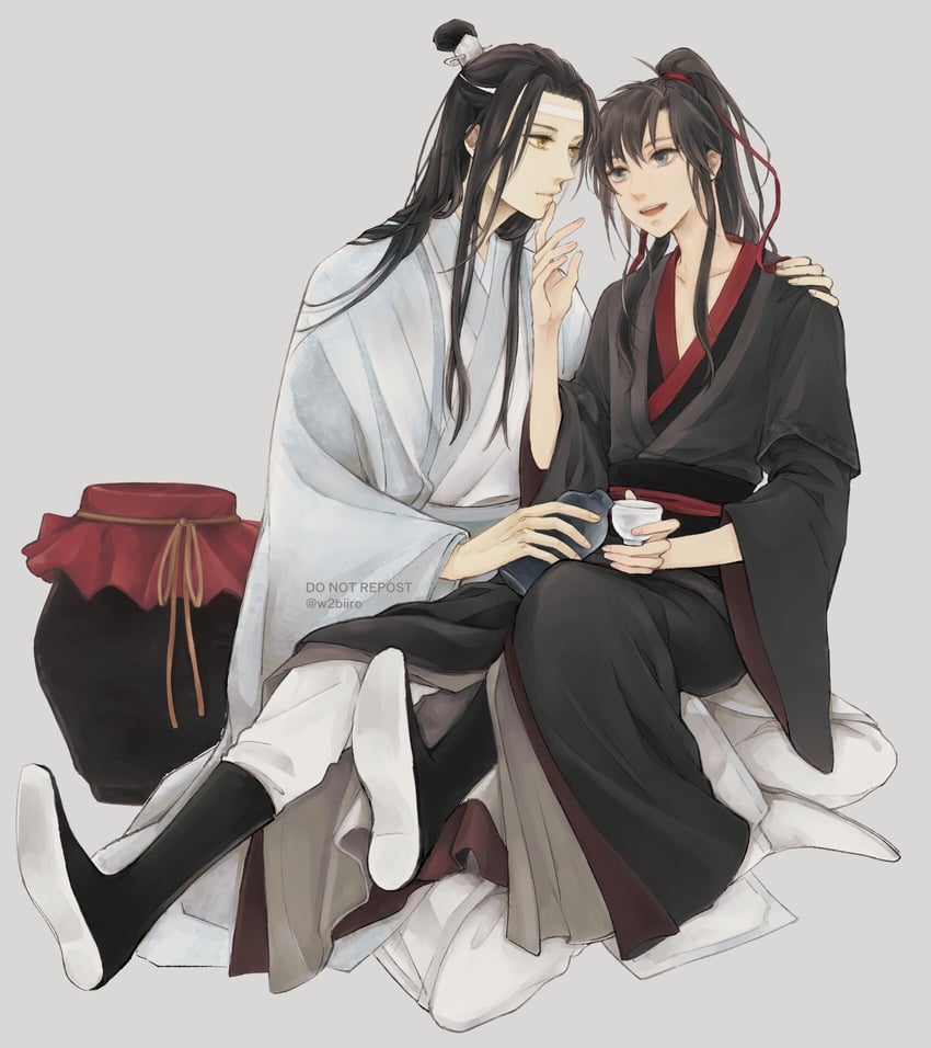wei wuxian and lan wangji (modao zushi) drawn by w2biiro