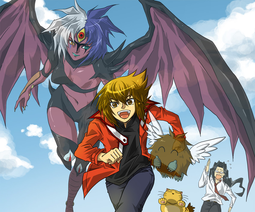 yuki judai, yubel, winged kuriboh, pharaoh, and daitokuji (yu-gi-oh! and 1 more) drawn by kirishima_(domipika)