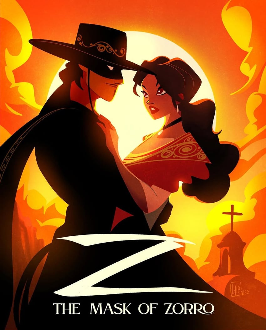 zorro and elena de la vega (zorro and 1 more) drawn by lyle_style