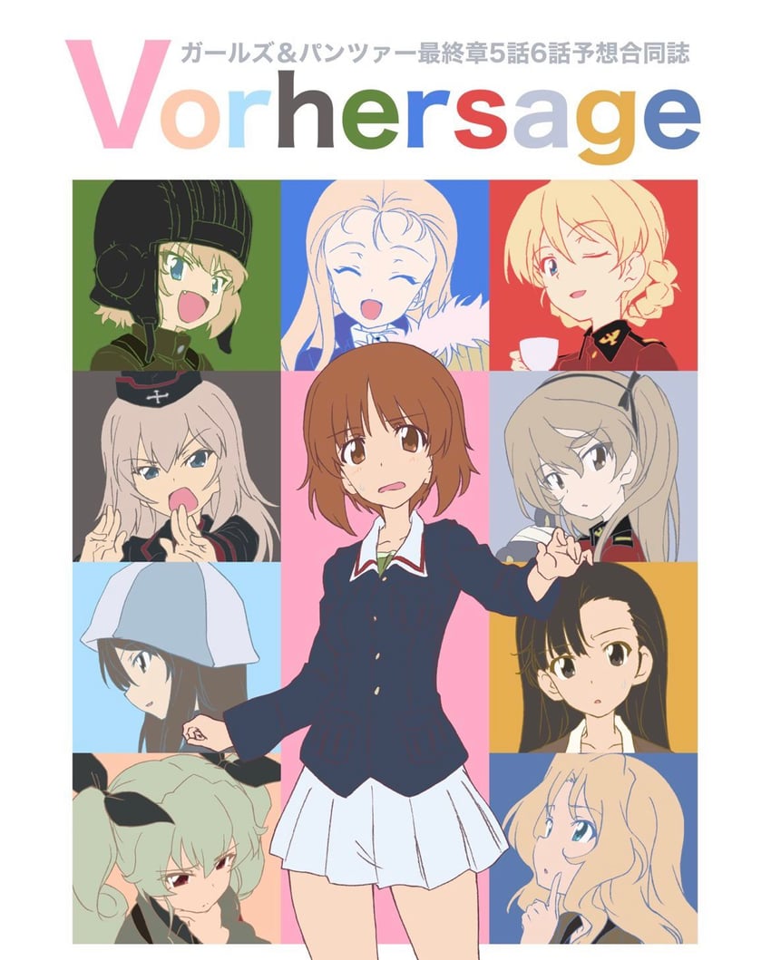 nishizumi miho, darjeeling, itsumi erika, anchovy, kay, and 6 more (girls und panzer) drawn by erakin and hidepooom