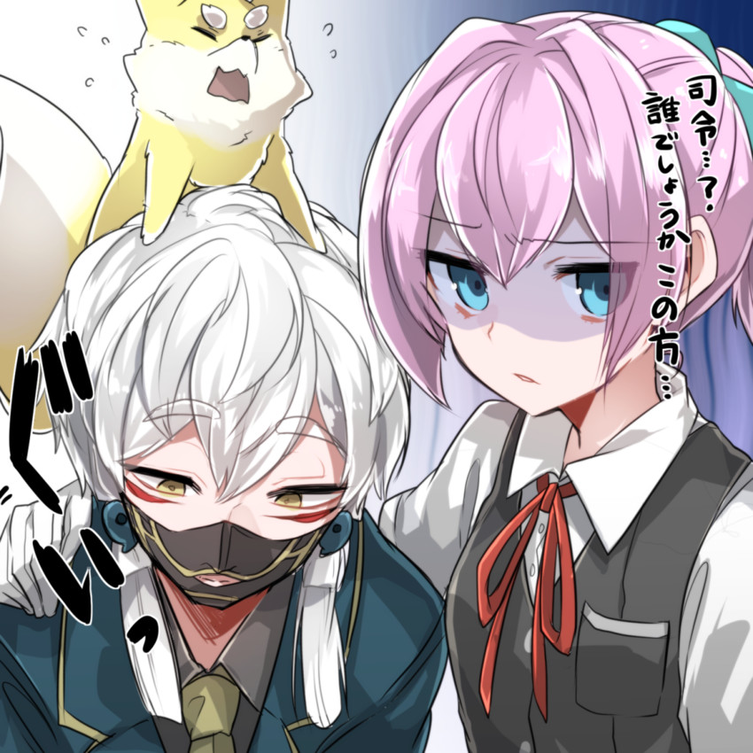 shiranui, nakigitsune, and nakigitsune's fox (kantai collection and 1 more) drawn by takeshima_eku