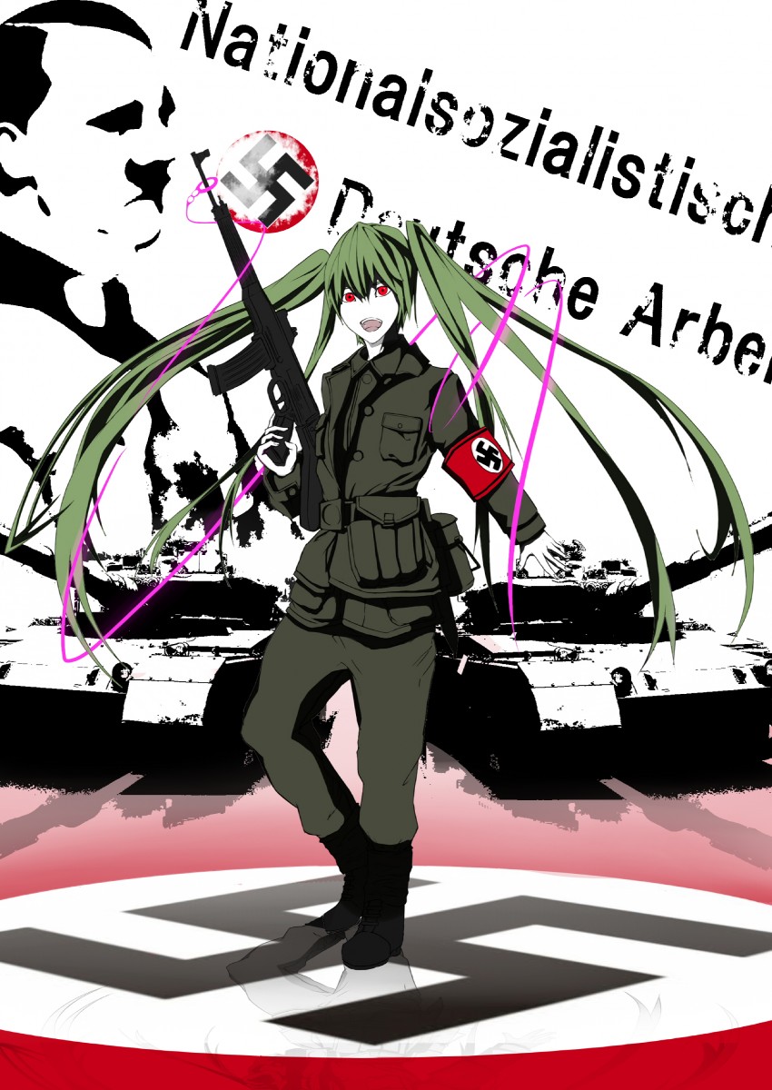 hatsune miku and adolf hitler (vocaloid and 1 more) drawn by zenith
