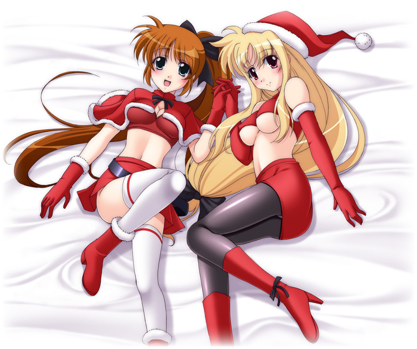 fate testarossa and takamachi nanoha (lyrical nanoha and 1 more) drawn by narutaki_shin