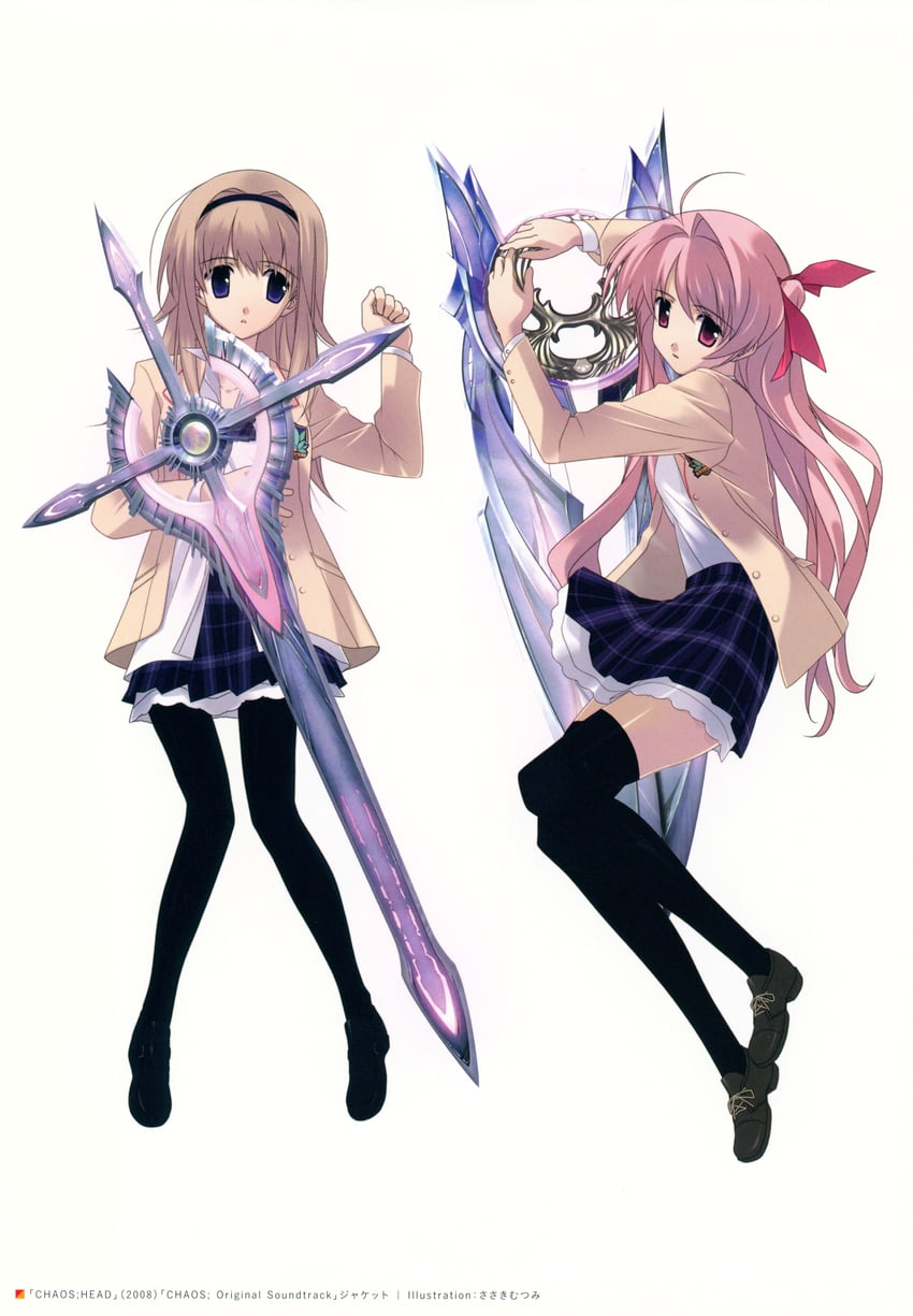 sakihata rimi and nishijou nanami (chaos;head) drawn by sasaki_mutsumi