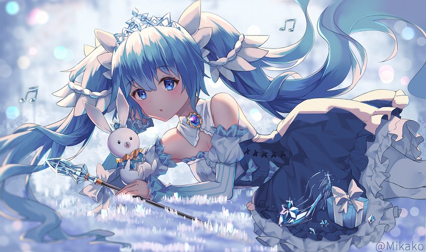 hatsune miku, yuki miku, and rabbit yukine (vocaloid) drawn by mikako