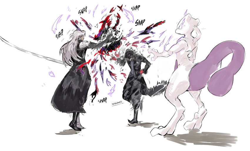 sephiroth, amamiya ren, and mewtwo (pokemon and 5 more) drawn by yourfreakyneighbourh