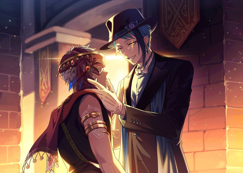 jade leech and kalim al-asim (twisted wonderland) drawn by siiisuuu