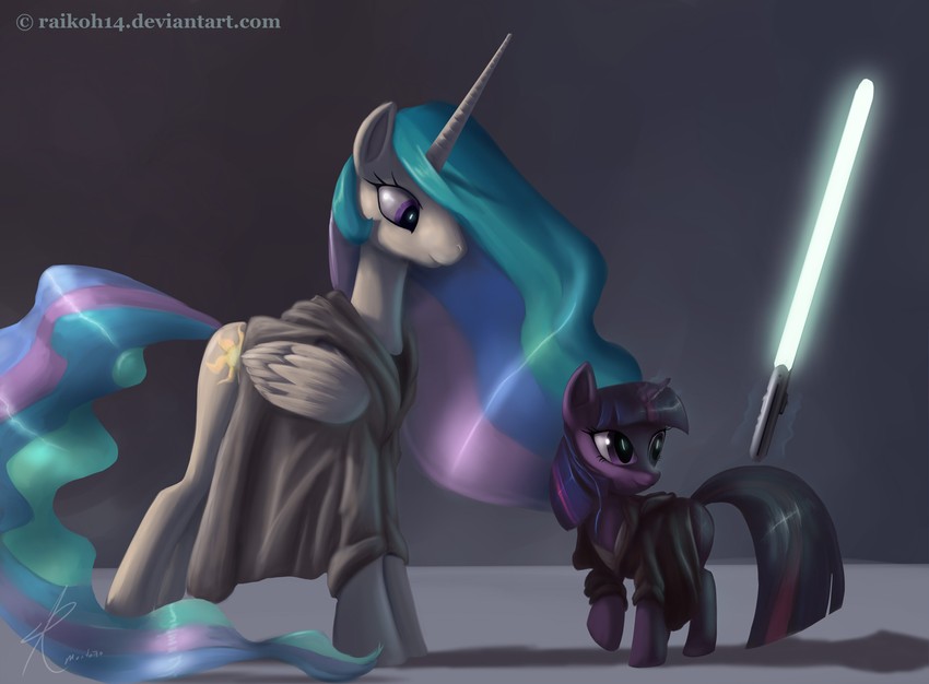 twilight sparkle and princess celestia (star wars and 2 more) drawn by kjara-draws