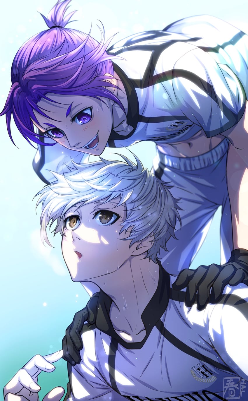 nagi seishirou and mikage reo (blue lock) drawn by halu-ca