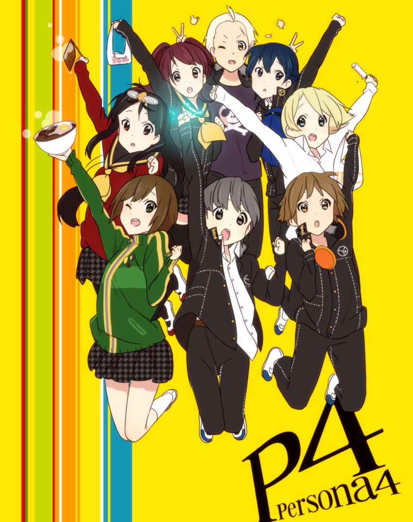 narukami yu, shirogane naoto, satonaka chie, kujikawa rise, amagi yukiko, and 3 more (persona and 2 more) drawn by kotobuki66
