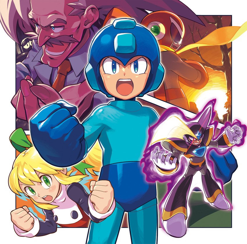 roll, mega man, proto man, bass, dr. wily, and 1 more (mega man and 1 more) drawn by kin_niku