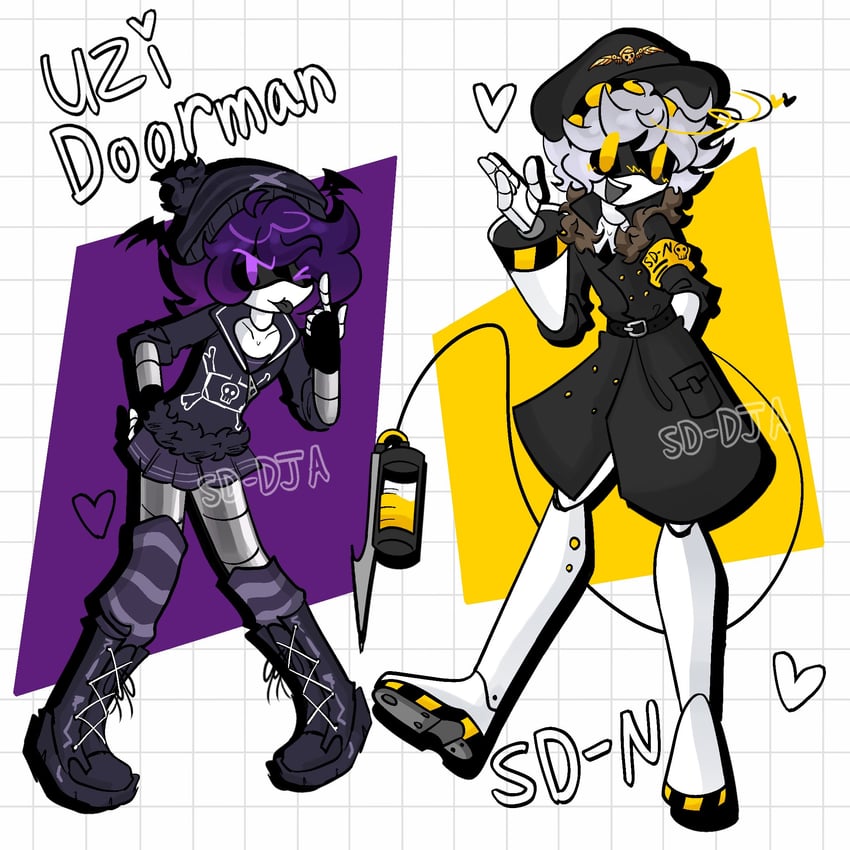 uzi and n (murder drones) drawn by sd_dja