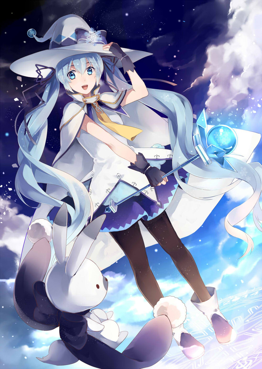 hatsune miku, yuki miku, and rabbit yukine (vocaloid and 1 more) drawn by jiman