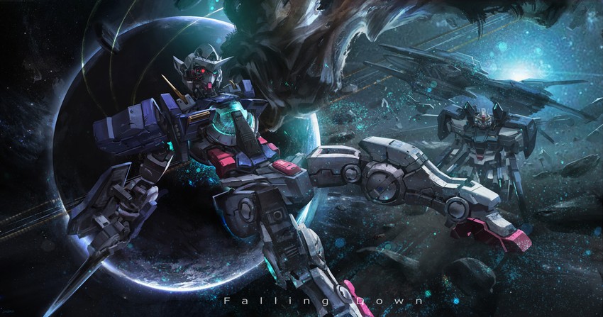 gundam exia, gundam seravee, exia repair, and ptolemaios (gundam and 1 more) drawn by stu_dts