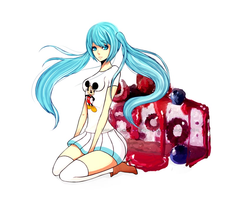 hatsune miku and mickey mouse (vocaloid and 1 more) drawn by medertaab