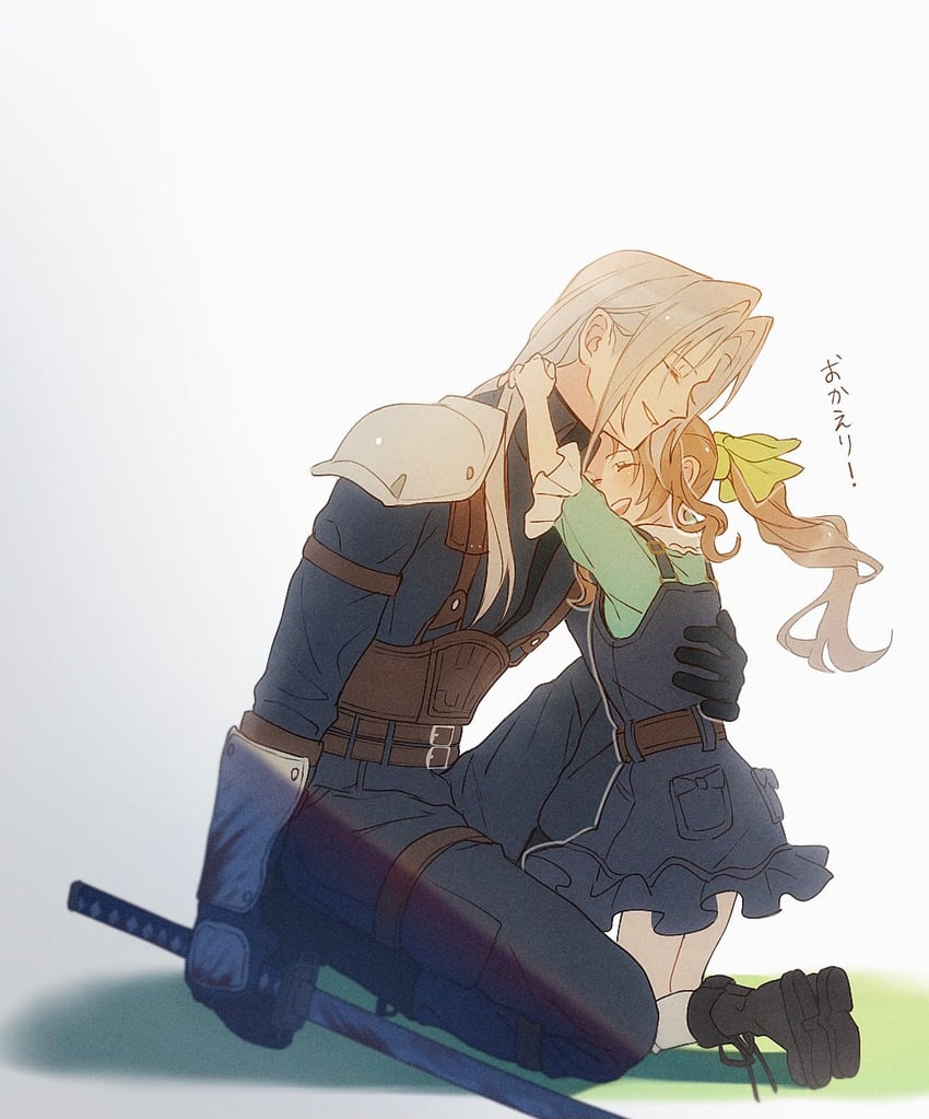 aerith gainsborough and sephiroth (final fantasy and 2 more) drawn by 0_ebj